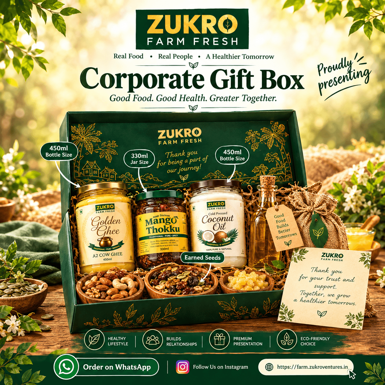 Vedic Heritage Trio Gift Box with A2 Ghee and Wild Honey